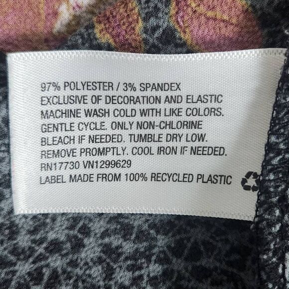 Knox Rose Gray and Pink Floral Print Peasant Blouse Size Medium Boho Floral Top - Picture 10 of 11